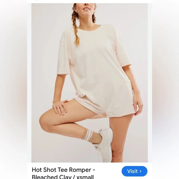 Free People Hot Shot T-Shirt Romper in Beach Clay Color Size XS with flaws - Picture 3 of 9
